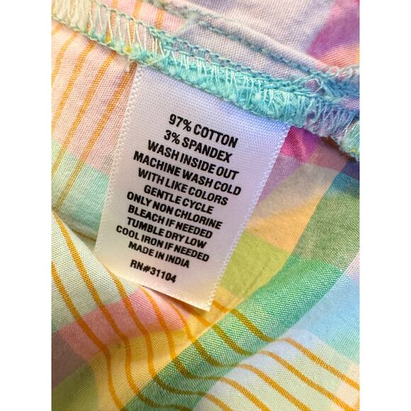 Crown & Ivy Pastel Plaid Ruffle Neck Top Preppy Old Money Classic Spring Summer - Picture 4 of 6